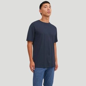 JACK & JONES Navy cotton crew neck t-shirt | casual basic tee | Small